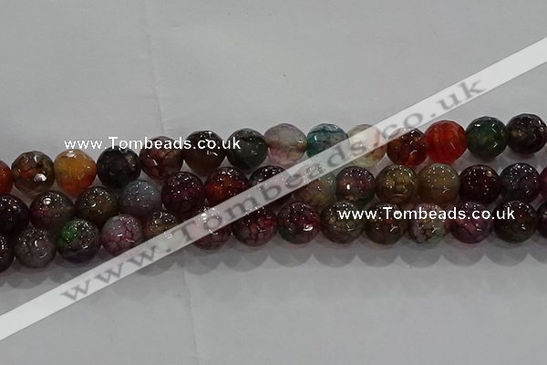 CAG9023 15.5 inches 10mm faceted round fire crackle agate beads