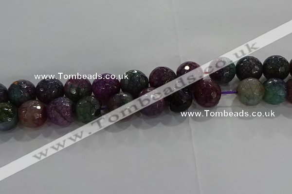 CAG9024 15.5 inches 12mm faceted round fire crackle agate beads