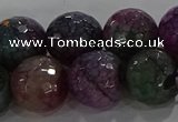 CAG9025 15.5 inches 14mm faceted round fire crackle agate beads