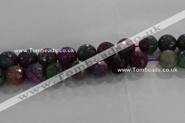 CAG9025 15.5 inches 14mm faceted round fire crackle agate beads