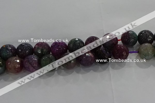 CAG9026 15.5 inches 16mm faceted round fire crackle agate beads