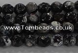 CAG9028 15.5 inches 4mm faceted round fire crackle agate beads