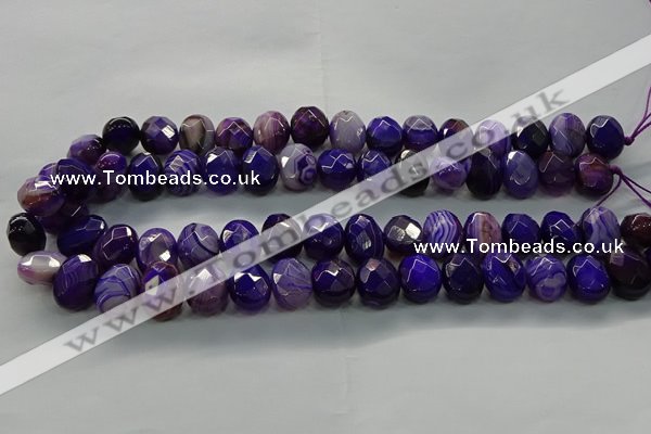 CAG9043 15.5 inches 12*16mm faceted oval line agate beads