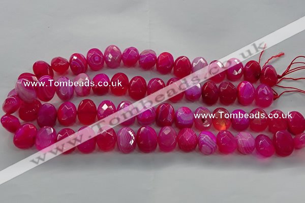 CAG9050 15.5 inches 13*18mm faceted oval line agate beads