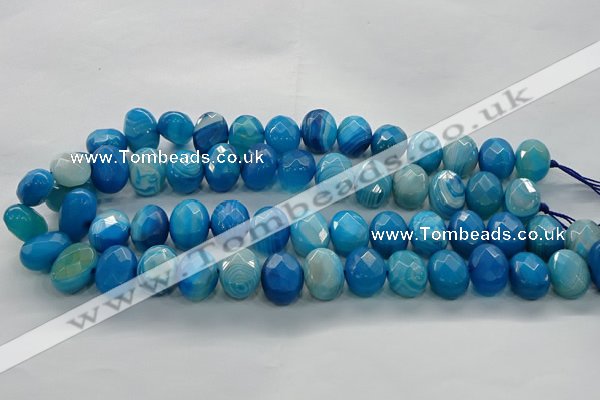 CAG9051 15.5 inches 13*18mm faceted oval line agate beads