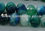 CAG9052 15.5 inches 13*18mm faceted oval line agate beads