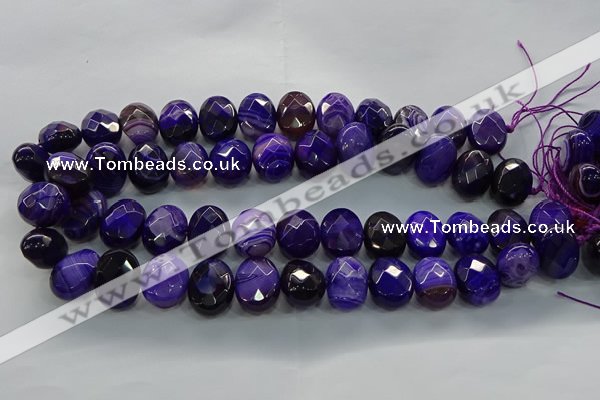 CAG9055 15.5 inches 15*20mm faceted oval line agate beads