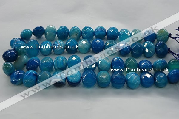 CAG9057 15.5 inches 15*20mm faceted oval line agate beads