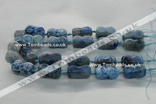 CAG9068 15.5 inches 16*30mm peanut-shaped fire crackle agate beads