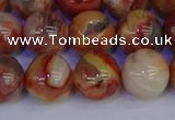 CAG9104 15.5 inches 12mm round red crazy lace agate beads