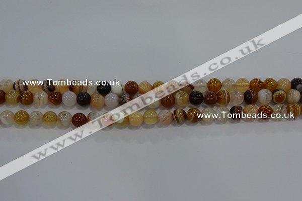 CAG9155 15.5 inches 6mm round line agate beads wholesale