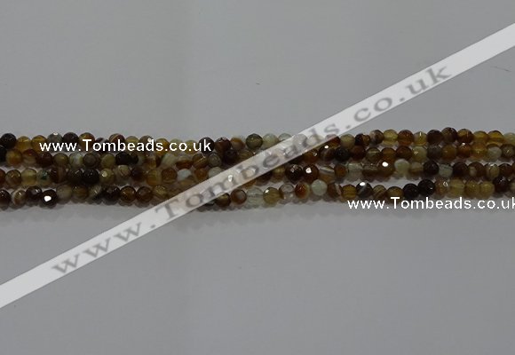 CAG9211 15.5 inches 4mm faceted round line agate gemstone beads