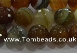 CAG9214 15.5 inches 10mm faceted round line agate gemstone beads