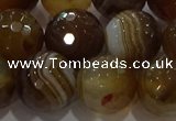 CAG9215 15.5 inches 12mm faceted round line agate gemstone beads