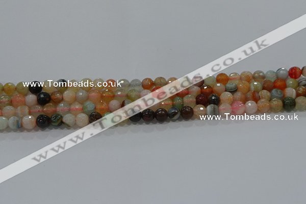 CAG9221 15.5 inches 6mm faceted round line agate beads wholesale