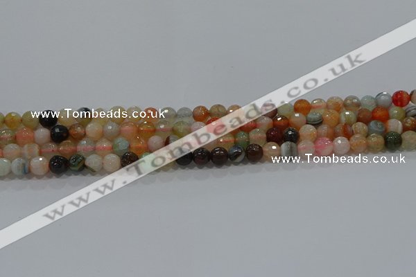 CAG9221 15.5 inches 6mm faceted round line agate beads wholesale