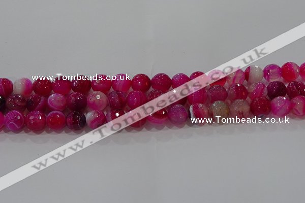 CAG9242 15.5 inches 10mm faceted round line agate beads wholesale