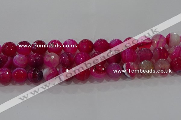 CAG9244 15.5 inches 14mm faceted round line agate beads wholesale