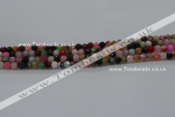 CAG9248 15.5 inches 4mm faceted round line agate beads wholesale