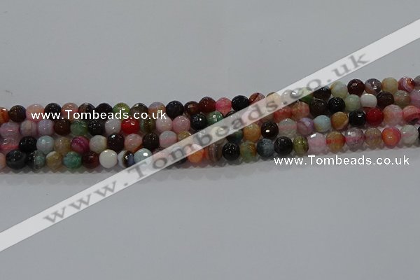 CAG9249 15.5 inches 6mm faceted round line agate beads wholesale