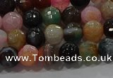 CAG9250 15.5 inches 8mm faceted round line agate beads wholesale