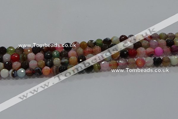 CAG9250 15.5 inches 8mm faceted round line agate beads wholesale