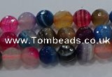 CAG9255 15.5 inches 4mm faceted round line agate beads wholesale