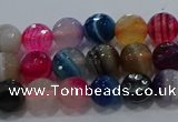 CAG9256 15.5 inches 6mm faceted round line agate beads wholesale