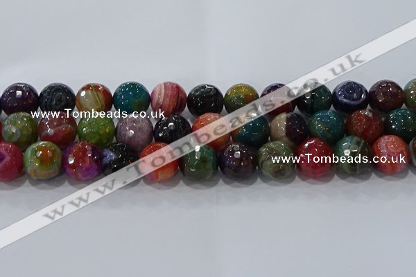 CAG9268 15.5 inches 16mm faceted round line agate beads wholesale