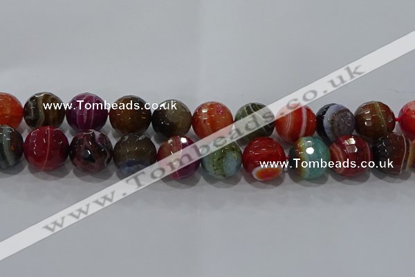 CAG9269 15.5 inches 18mm faceted round line agate beads wholesale
