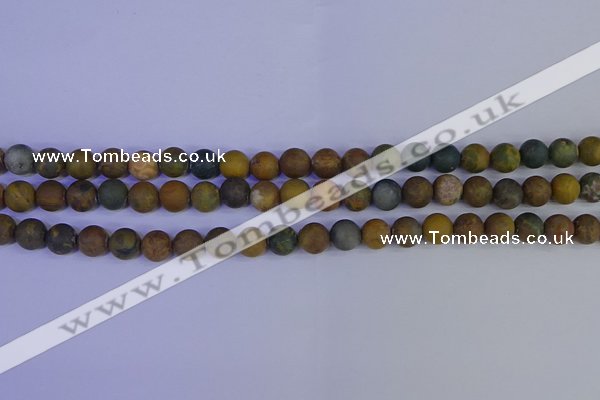 CAG9281 15.5 inches 6mm round matte ocean jasper beads wholesale