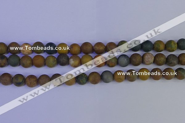 CAG9284 15.5 inches 12mm round matte ocean jasper beads wholesale