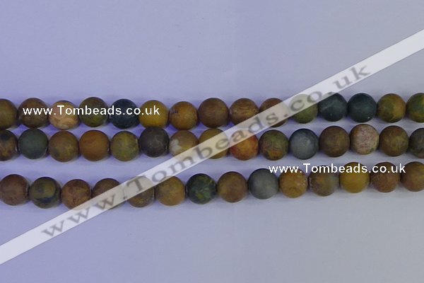 CAG9285 15.5 inches 14mm round matte ocean jasper beads wholesale