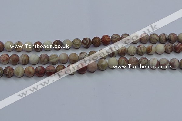 CAG9292 15.5 inches 8mm round matte Mexican crazy lace agate beads