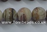 CAG9295 15.5 inches 14mm round matte Mexican crazy lace agate beads