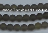 CAG9310 15.5 inches 4mm round matte grey agate beads wholesale