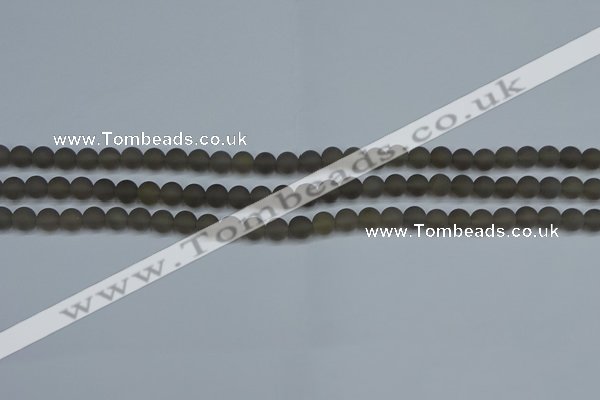 CAG9310 15.5 inches 4mm round matte grey agate beads wholesale