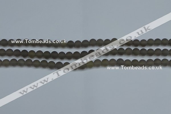 CAG9311 15.5 inches 6mm round matte grey agate beads wholesale