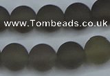 CAG9315 15.5 inches 14mm round matte grey agate beads wholesale