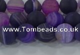 CAG9321 15.5 inches 8mm round matte line agate beads wholesale