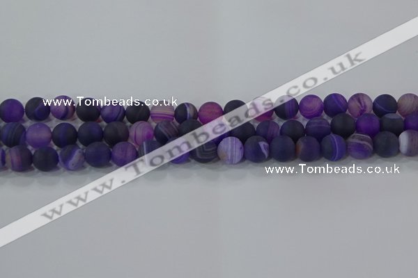 CAG9321 15.5 inches 8mm round matte line agate beads wholesale