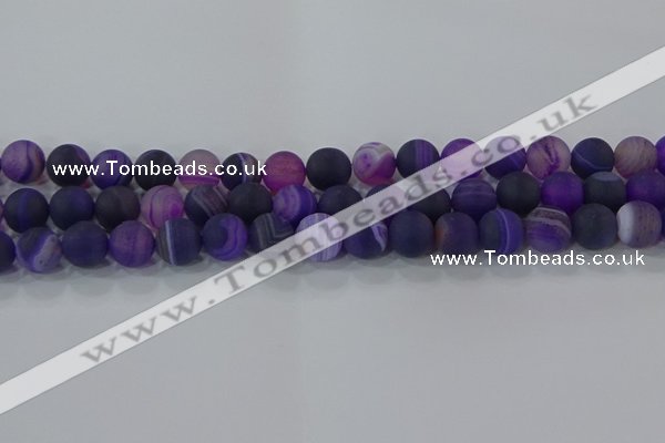 CAG9322 15.5 inches 10mm round matte line agate beads wholesale