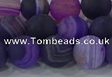 CAG9323 15.5 inches 12mm round matte line agate beads wholesale