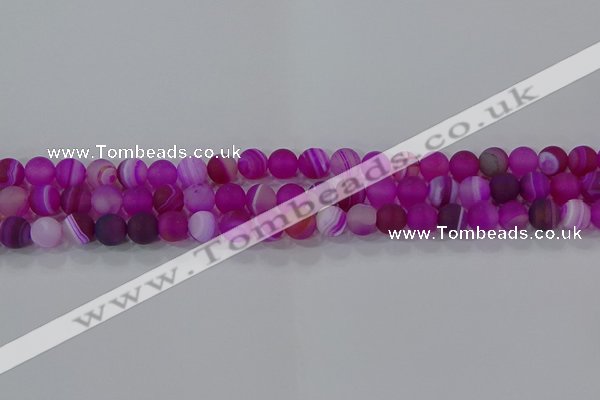 CAG9326 15.5 inches 6mm round matte line agate beads wholesale