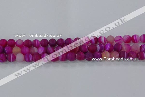 CAG9327 15.5 inches 8mm round matte line agate beads wholesale