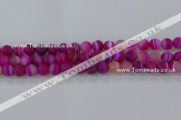 CAG9328 15.5 inches 10mm round matte line agate beads wholesale