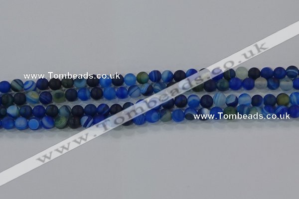 CAG9331 15.5 inches 6mm round matte line agate beads wholesale