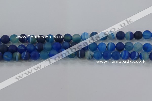 CAG9332 15.5 inches 8mm round matte line agate beads wholesale