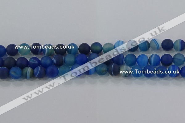 CAG9333 15.5 inches 10mm round matte line agate beads wholesale