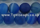 CAG9334 15.5 inches 12mm round matte line agate beads wholesale